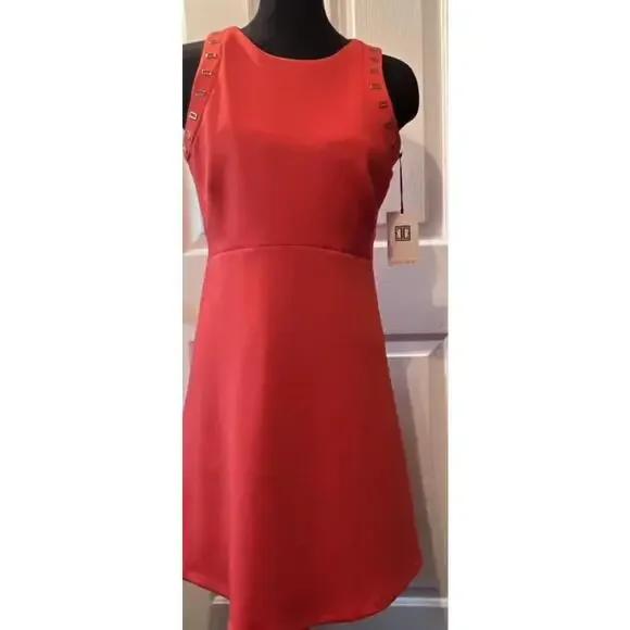 Ivanka Trump | Dresses | Ivanka Trump Orange Sleeveless Structured Fit  Flare Dress 6 Gold Chain Career | Poshmark